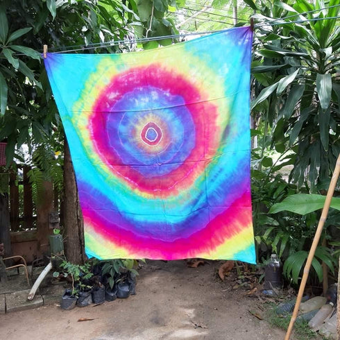 泰國製 手工紮染布 1m x 1m 野餐布 沙灘布 G
